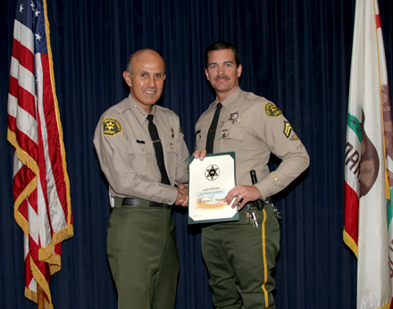 LA County Sheriff Baca presents Deputy Burton Brink with the Legendary Lawman Award at Sheriff's Headquarters Bureau April 2005
